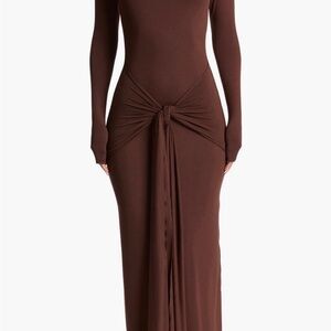 Naked Wardrobe Chocolate Long Sleeve Dress